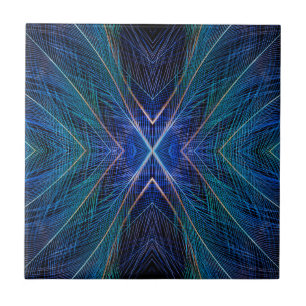 Carreau Conception de plume fractale bleue