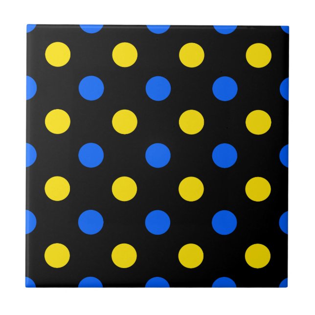 Carreau Conception de points noirs bleus jaunes  (Devant)