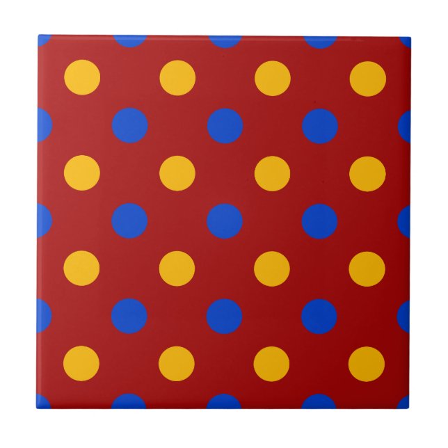 Carreau Conception de points polka rouges bleus jaunes  (Devant)