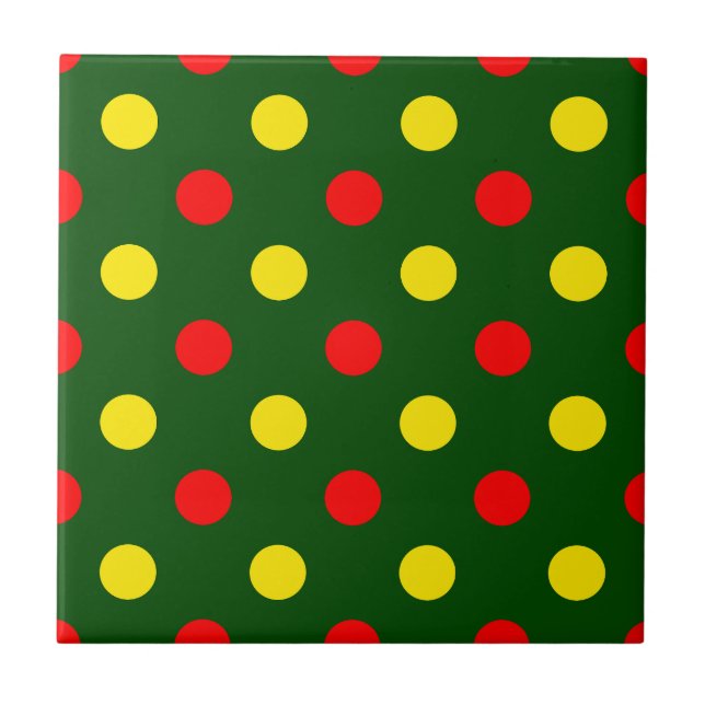 Carreau Conception de pois verts rouges jaunes  (Devant)