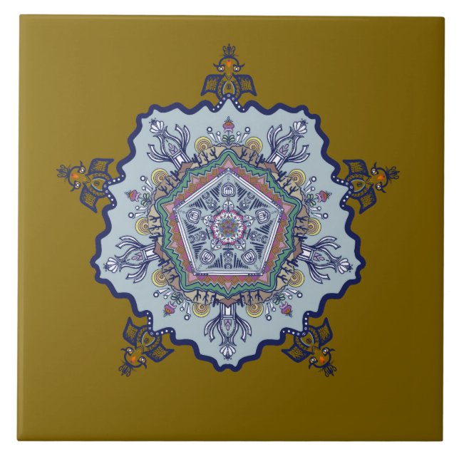 Carreau Conception de porcelaine bleue.  Que voyez-vous Ca (Devant)