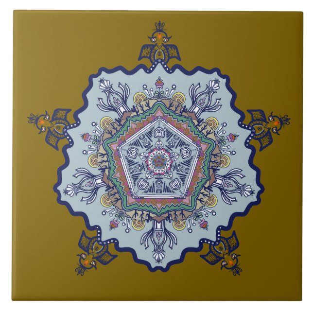 Carreau Conception de porcelaine bleue.  Que voyez-vous Ca (Devant)