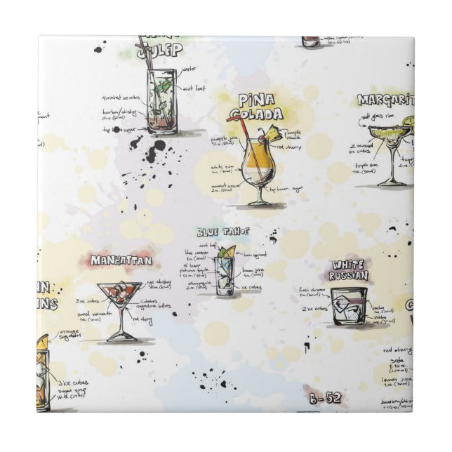 Carreau Conception de recette de boissons de cocktail (Devant)