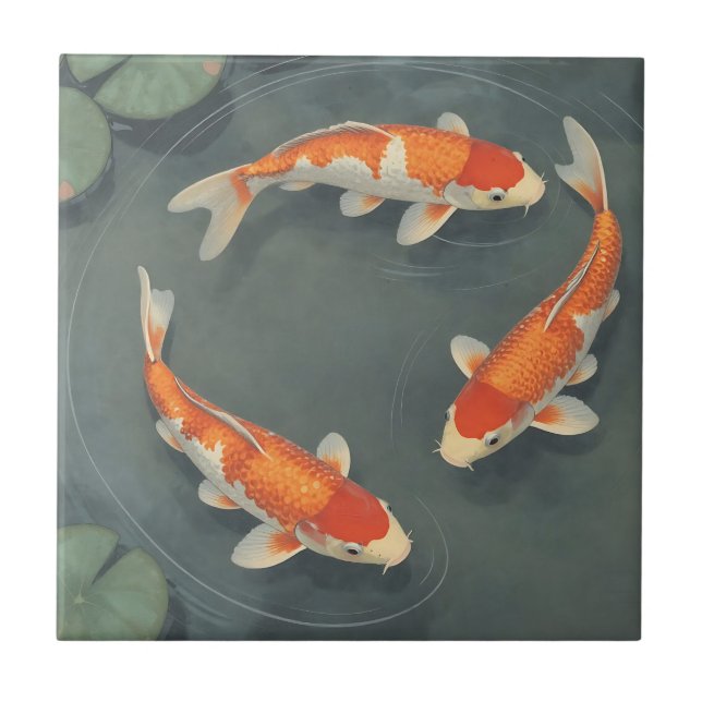 Carreau Conception de sérénité d'étang de carpes koï graci (Devant)