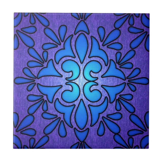 Carreau Conception de style de verre teinté bleu violet (Devant)