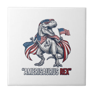 Carreau Conception de T-shirt blanc Patriotic T-Rex Ameris
