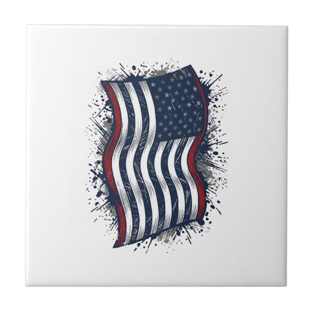 Carreau Conception de T-shirt de drapeau patriotique en dé (Devant)