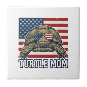Carreau Conception de t-shirt de maman tortue patriotique
