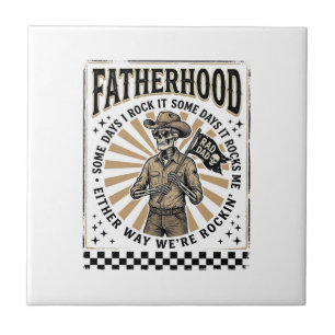 Carreau Conception de T-shirt de papa cowboy squelette vin