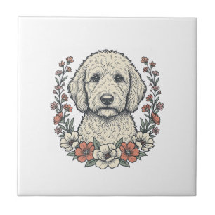 Carreau Conception de T-Shirt de Portrait de Chien Bouclé 