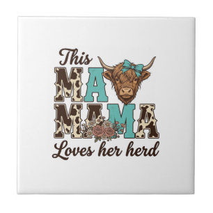 Carreau Conception de t-shirt de vache des Highlands Maman