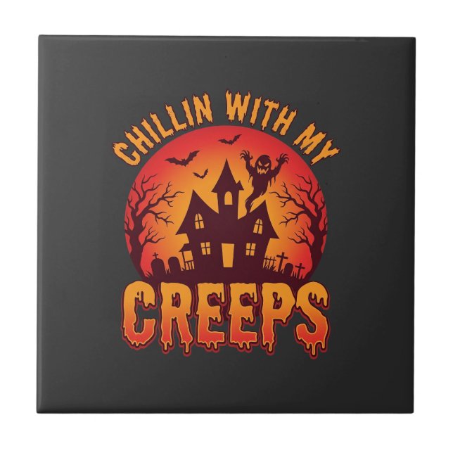 Carreau Conception de T-Shirt Halloween Chillin With My Cr (Devant)