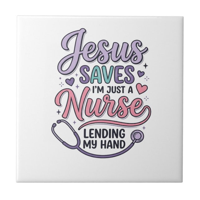Carreau Conception de t-shirt Jésus Sauve l'infirmière Foi (Devant)