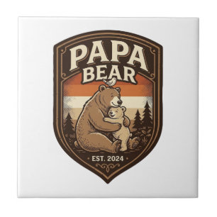 Carreau Conception de t-shirt ours gravure vintage Papa Be