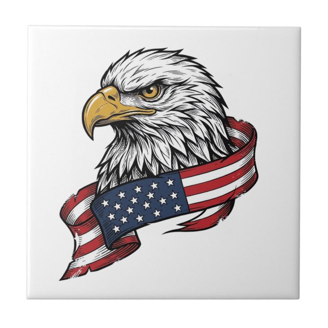 Carreau Conception de T-shirt patriotique avec aigle gravé (Devant)