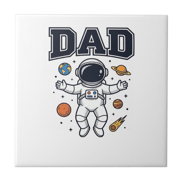 Carreau Conception de T-shirt Vector Space Astronaute Papa (Devant)