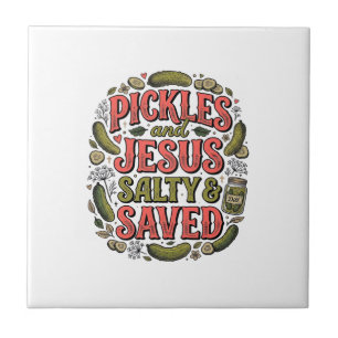 Carreau Conception de t-shirt vintage salé Jésus et Pickle
