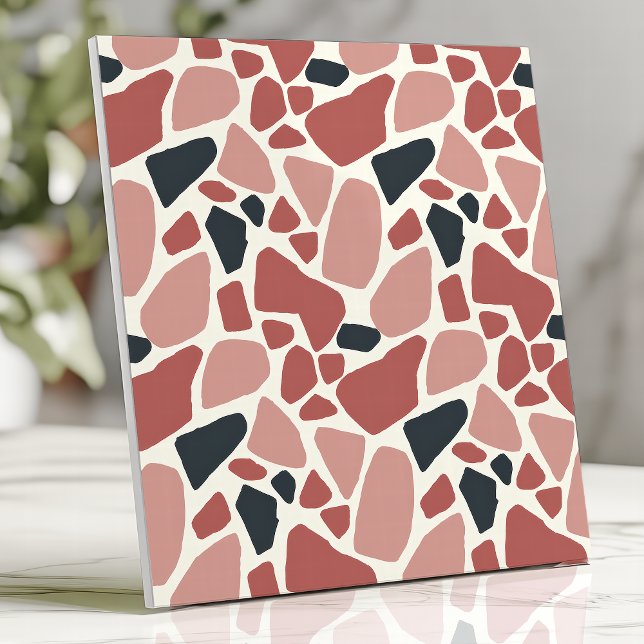 Carreau Conception de terrazzo moderne en rouge et noir (Créateur téléchargé)