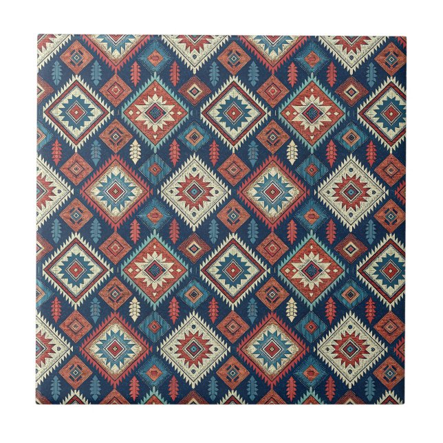 Carreau Conception de textile géométrique aztèque tribale  (Devant)