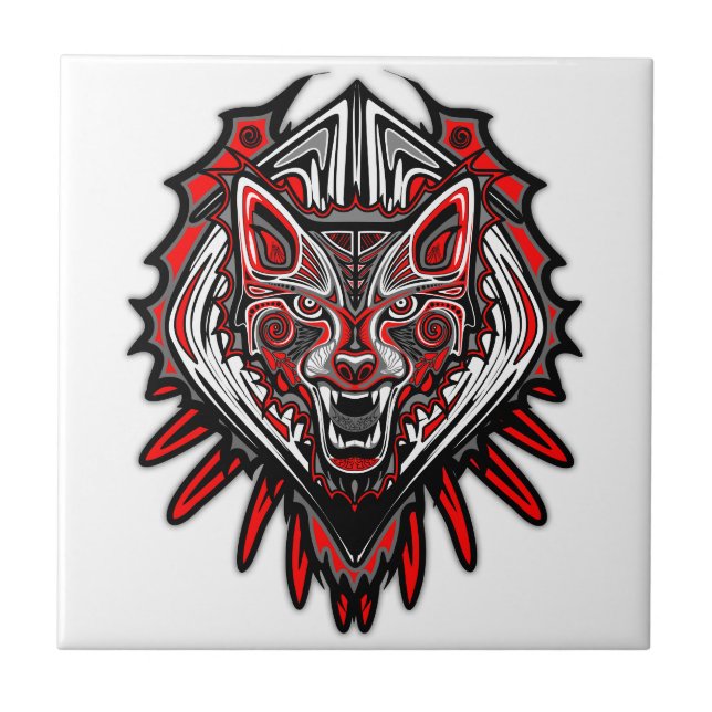 Carreau Conception de totem tribal Haida Loup (Devant)