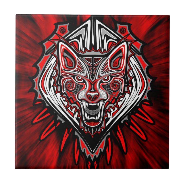 Carreau Conception de totem tribal Haida Loup (Devant)