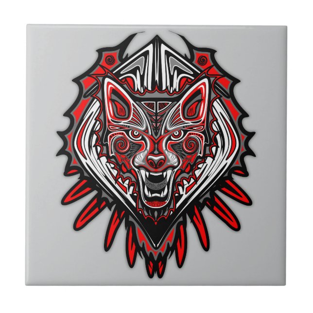Carreau Conception de totem tribal Haida Loup (Devant)