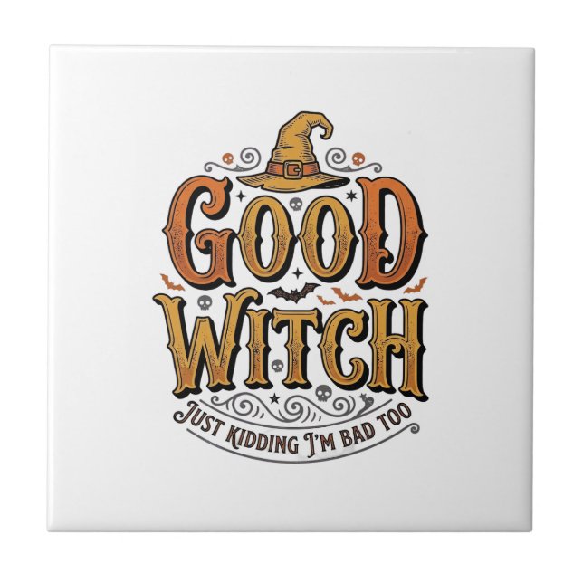 Carreau Conception de typographie Halloween sorcière genti (Devant)