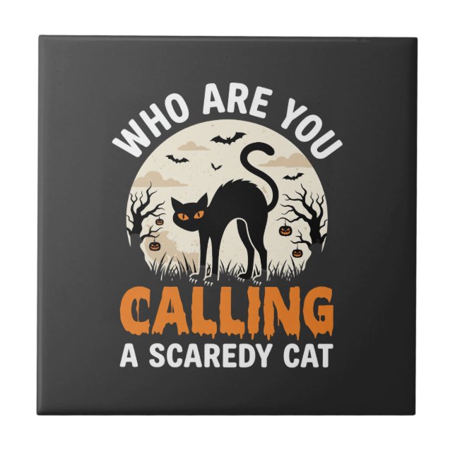 Carreau Conception de vecteur de chat noir drôle d'Hallowe (Devant)