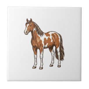 Carreau Conception de vecteur de cheval Pinto gravé antiqu