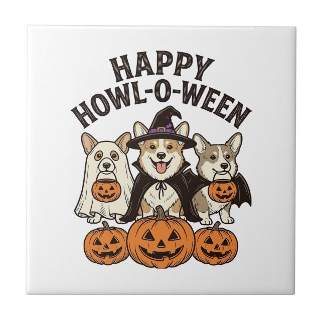 Carreau Conception de vecteur de chien de Halloween de Cor (Devant)