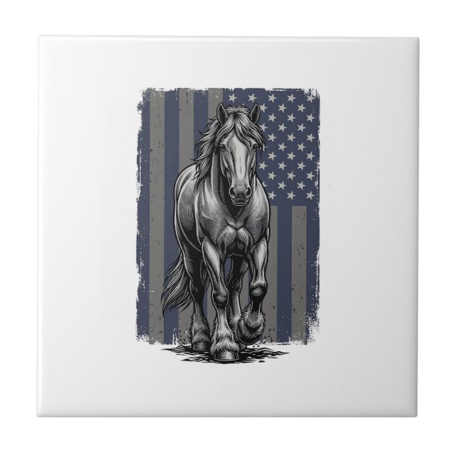 Carreau Conception de vecteur de drapeau de cheval de trai (Devant)