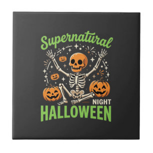 Carreau Conception de vecteur de Halloween de squelette su