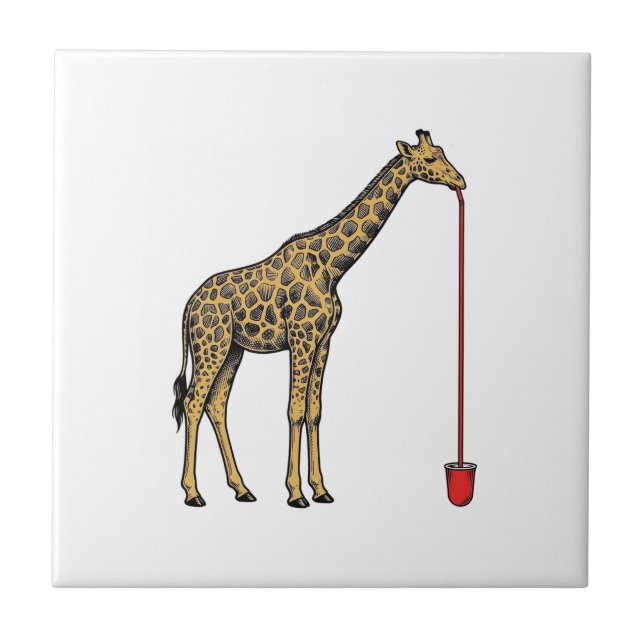 Carreau Conception de vecteur de paille à boire de girafe  (Devant)