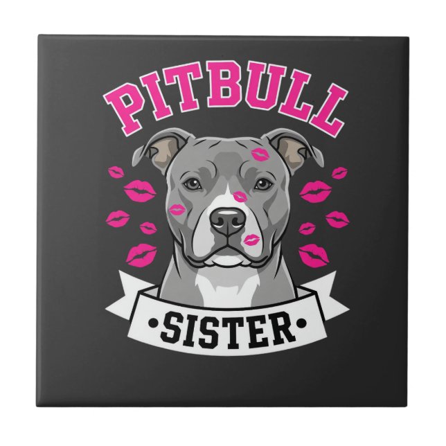 Carreau Conception de vecteur de sœur de Pitbull amoureuse (Devant)