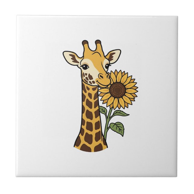 Carreau Conception de vecteur de tournesol de girafe vinta (Devant)
