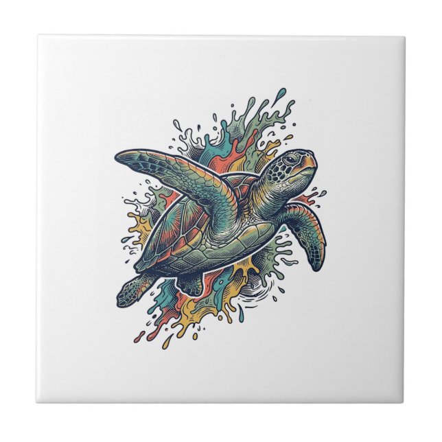 Carreau Conception de vecteur d'éclaboussure de tortue de  (Devant)