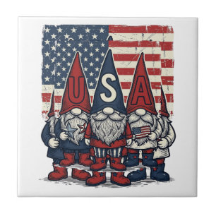 Carreau Conception de vecteur vintage de trio de gnome USA