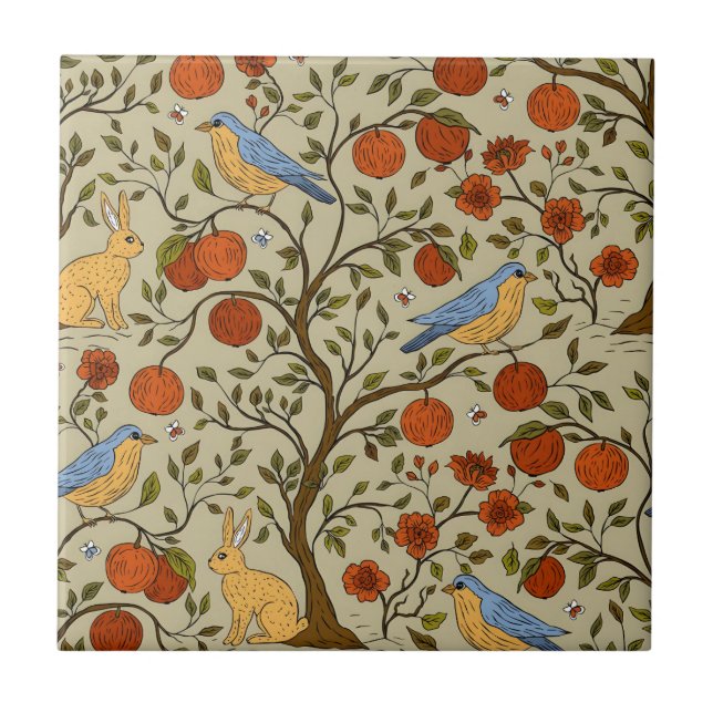 Carreau Conception d'Orange Élégant Pommes sur des Arbres  (Devant)