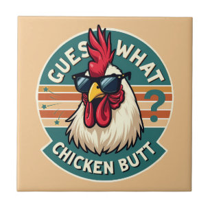 Carreau Conception drôle de blague de poulet rétro