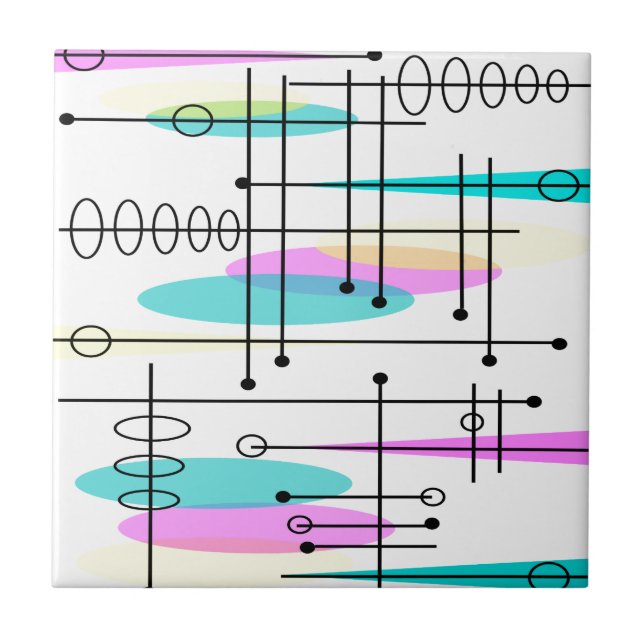 Carreau Conception et couleurs Abstraites de l'ère atomiqu (Devant)