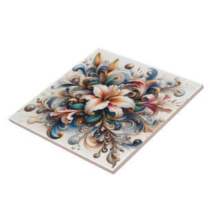 Carreau Conception Florale Abstraite Avec Lily Au lever Du