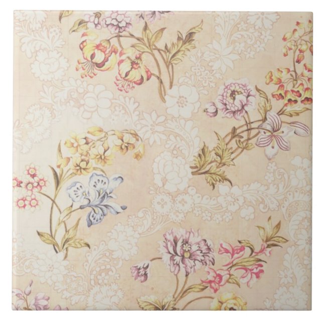 Carreau Conception florale avec des pivoines, des lis et (Devant)