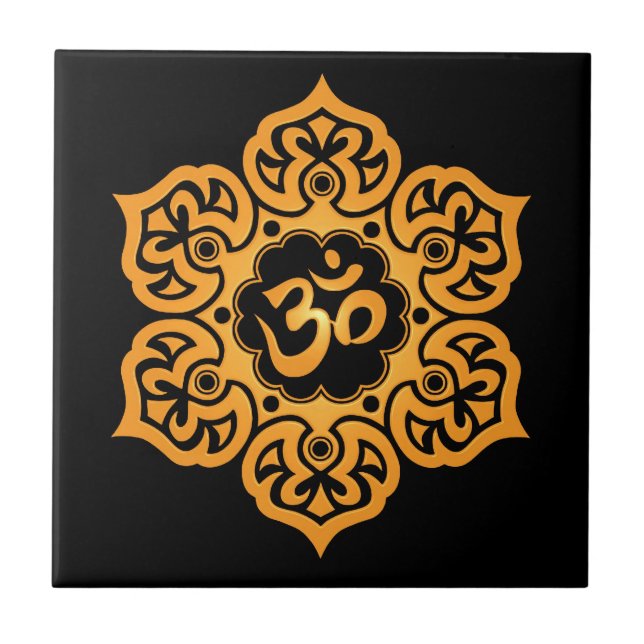 Carreau Conception florale d'Aum, noir d'or (Devant)