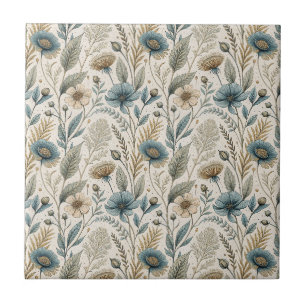 Carreau Conception florale de marguerite et de fleurs sauv