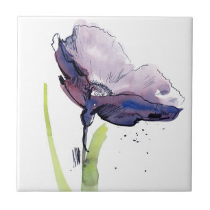 Carreau Conception florale d'été avec le résumé peint 