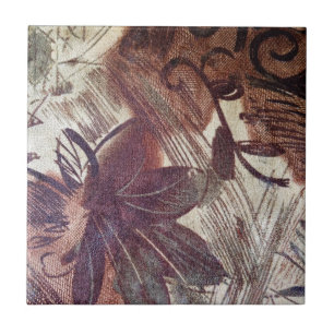 Carreau Conception florale marron abstraite 1