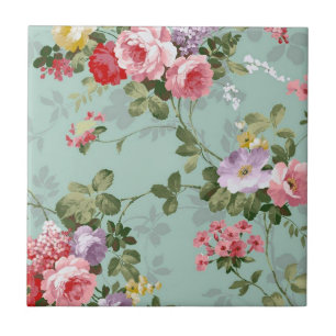 Carreau Conception florale Vintage et verte 