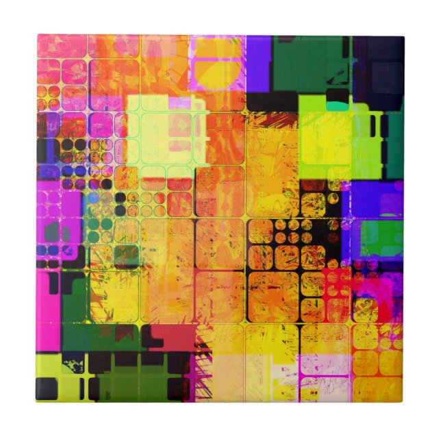 Carreau Conception géométrique et multicolore (Devant)