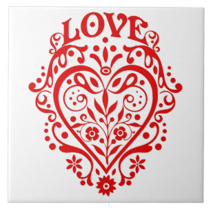 Carreau Conception Graphique Cœur d'Amour Rouge