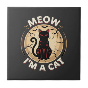 Carreau Conception graphique de chat Meow Halloween_1